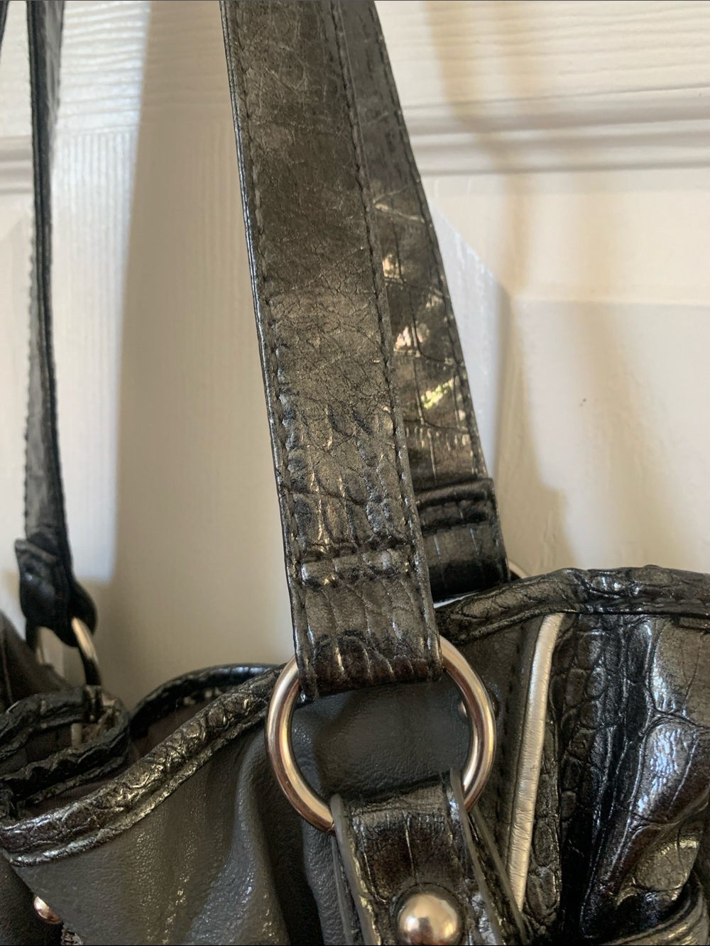 Y2K Cato Dark Gray Purse Silver Accents Shoulder Bag - Picture 4 of 11